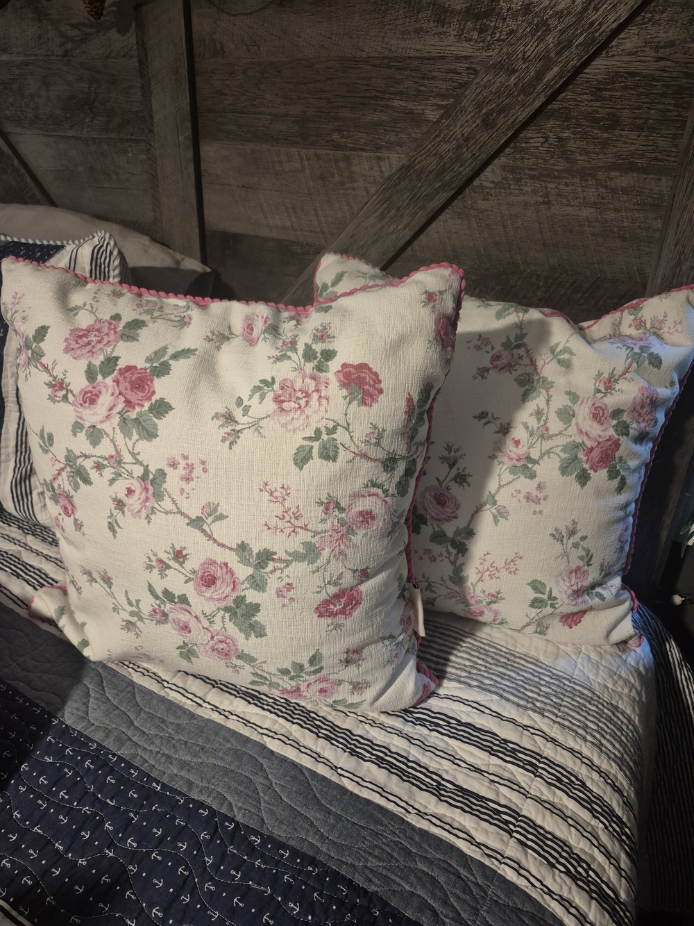 Laura Ashley Pink Floral Cotton Throw Pillows